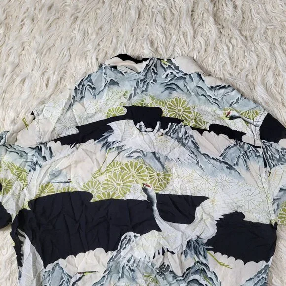 ALLSAINTS Soaring Short Sleeve Shirt Nature Praint | Size Large - Picture 13 of 15